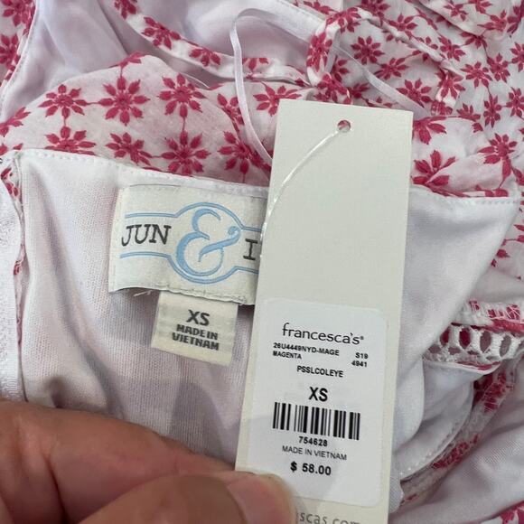NWT Francesca's Collections Jun & Ivy Pink & White Eyelet Daisy Skater Dress - Picture 14 of 14